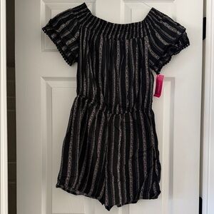 NWT Striped Black and Cream One Piece shorts